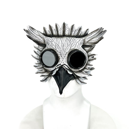 White Horned Owl Goggles Handmade Genuine Leather Mask