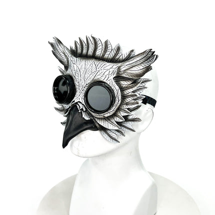 White Horned Owl Goggles Handmade Genuine Leather Mask