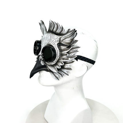 White Horned Owl Goggles Handmade Genuine Leather Mask
