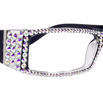 The French, ( Full Bling) (Fleur De Lis) Women Reading Glasses W (AB Aurora Borealis) Genuine European Crystals , NY Fifth Avenue