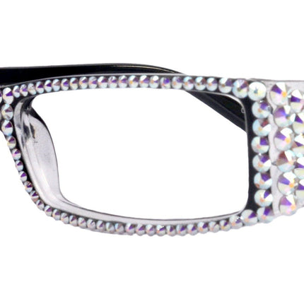 The French, ( Full Bling) (Fleur De Lis) Women Reading Glasses W (AB Aurora Borealis) Genuine European Crystals , NY Fifth Avenue