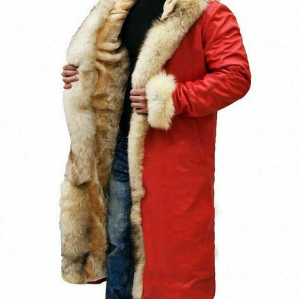 Handmade  Santa Claus Leather Trench Coat Christmas Chronicles Kurt Russell Santa Clause Long Trench Coat Cosplay Coat