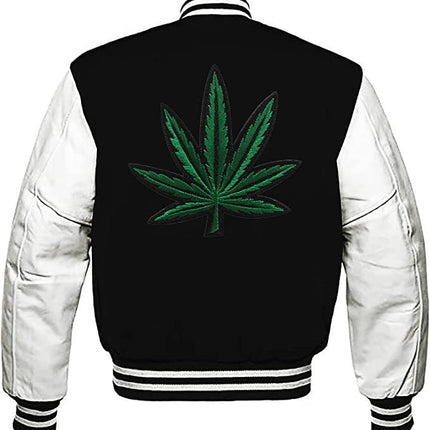 Handmade Pot Leaf Weed Cannabis Rastafarian Jacket High Times Varsity Jacket