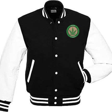 Handmade Pot Leaf Weed Cannabis Rastafarian Jacket High Times Varsity Jacket