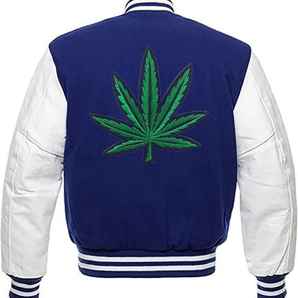 Handmade Pot Leaf Weed Cannabis Rastafarian Jacket High Times Varsity Jacket