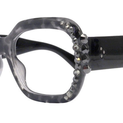 Larissa Oversized Bling Reading Glasses, Grey, Large Frame, High-End Readers, Bifocal,  Sun readers, Trendy Style,  NY Fifth Avenue