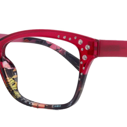 Miriam (Premium) Reading Glasses, High End Readers, Magnifying Glasses (Square) Women Rhinestone bling (Dark Pink) NY Fifth Avenue