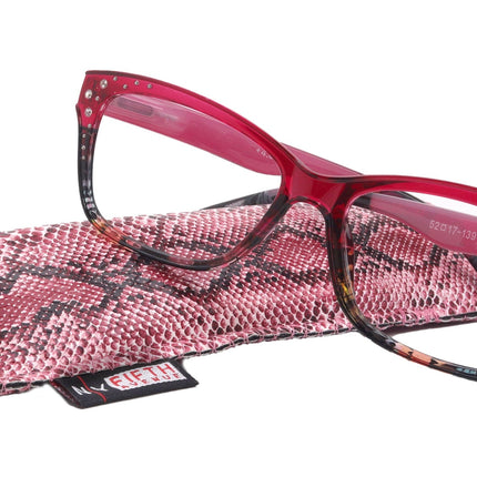 Miriam (Premium) Reading Glasses, High End Readers, Magnifying Glasses (Square) Women Rhinestone bling (Dark Pink) NY Fifth Avenue