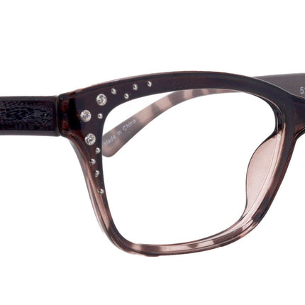 Miriam (Premium) Reading Glasses, High End Readers, Magnifying Glasses (Square) Women Rhinestone bling (Brown) NY Fifth Avenue