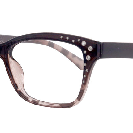 Miriam (Premium) Reading Glasses, High End Readers, Magnifying Glasses (Square) Women Rhinestone bling (Brown) NY Fifth Avenue