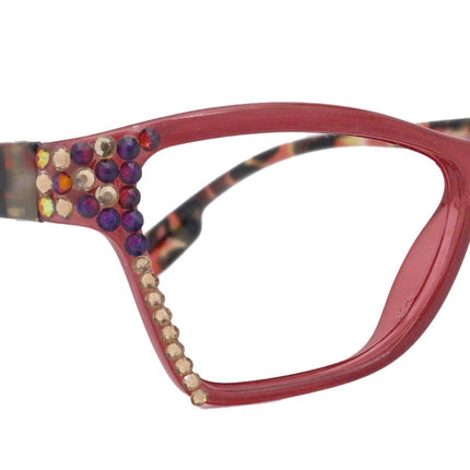 Avian, (Bling) Women Reading Glasses w (Volcano N Light Colorado) Genuine European Crystals, Magnifying Cat Eye (Green) NY Fifth Avenue