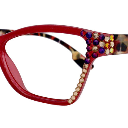 Avian, (Bling) Women Reading Glasses w (Volcano N Light Colorado) Genuine European Crystals, Magnifying Cat Eye (Green) NY Fifth Avenue