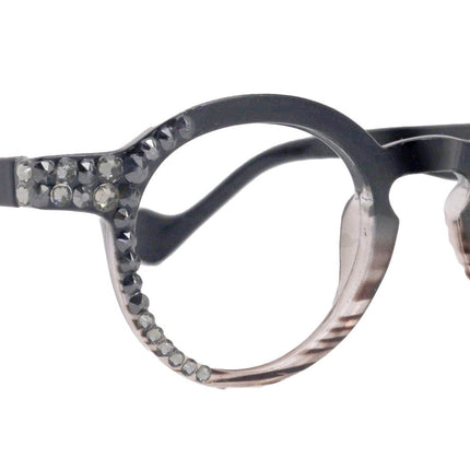 Orlando Bling Reading Glasses, High End Readers, Magnifying Eyeglasses, (Black) (Round) NY Fifth Avenue