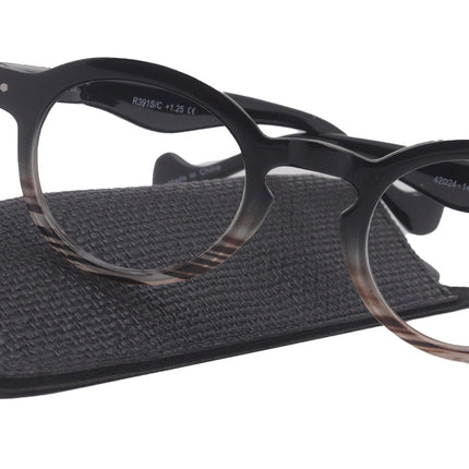 Orlando (Premium) Reading Glasses, High End Readers (Black)  (Round) Magnifying Eyeglasses, Optical, NY Fifth Avenue