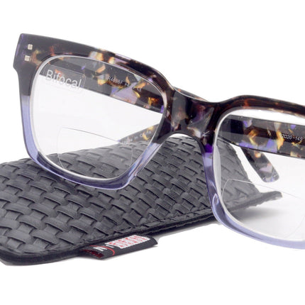 Ravello Line Bifocal Premium  Reading Glasses, High-End Readers, Magnifying, Fashion Square (Purple Black Tortoise) NY Fifth Avenue