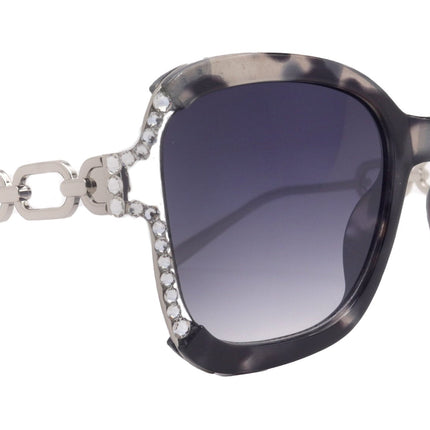 Poppy Glamorous Bling Square Women Sunglasses  W Clear  Genuine European Crystals, 100% UV Protection. NY Fifth Avenue