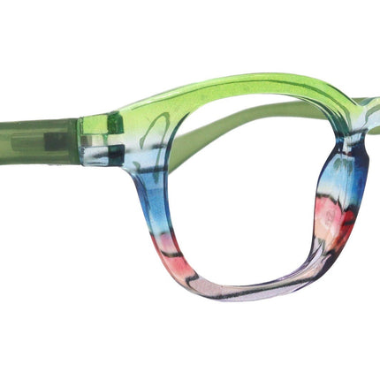 Sorbet Premium Reading Glasses High End Readers +1.25 .. +4.00 (Green Transparent) Round Optical Frames. NY Fifth Avenue.