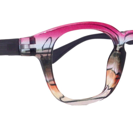 Sorbet Premium Reading Glasses High End Readers +1.25 .. +4.00 (Rose, Brown Transparent) Round Optical Frames. NY Fifth Avenue.
