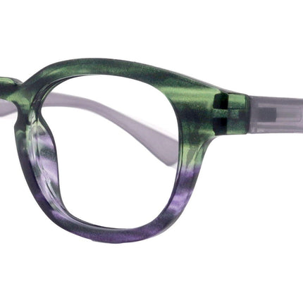 Sorbet Premium Reading Glasses High End Readers +1.25 .. +4.00 (Purple, Green Transparent) Round Optical Frames. NY Fifth Avenue.