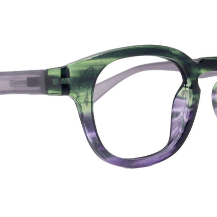 Sorbet Premium Reading Glasses High End Readers +1.25 .. +4.00 (Purple, Green Transparent) Round Optical Frames. NY Fifth Avenue.