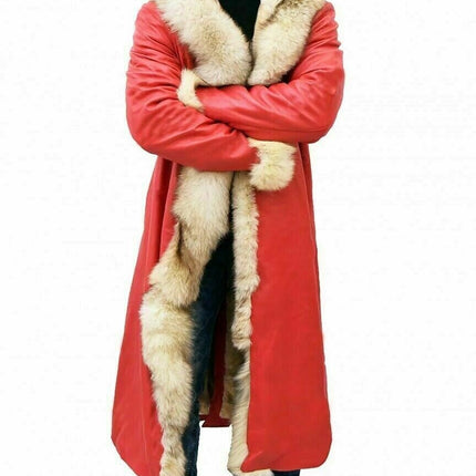 Handmade  Santa Claus Leather Trench Coat Christmas Chronicles Kurt Russell Santa Clause Long Trench Coat Cosplay Coat