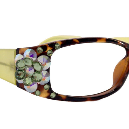 All Favorite, (Bling) Reading Glasses Women Adorned W European Crystals (Tortoise Brown) Frame +4 +4.5 +5 +6 NY Fifth Avenue.