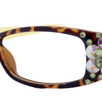 All Favorite, (Bling) Reading Glasses Women Adorned W European Crystals (Tortoise Brown) Frame +4 +4.5 +5 +6 NY Fifth Avenue.