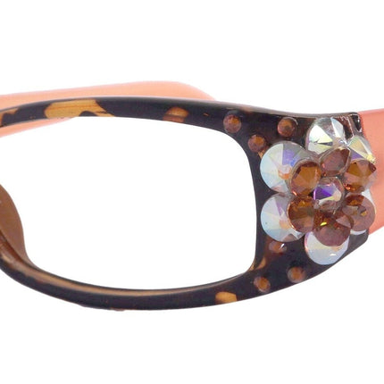 All Favorite, (Bling) Reading Glasses Women Adorned W European Crystals (Tortoise Brown) Frame +4 +4.5 +5 +6 NY Fifth Avenue.