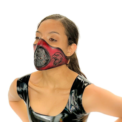 Fully Customizable and Personalizable Two Point Handcrafted Genuine Leather Mouth Riding Mask