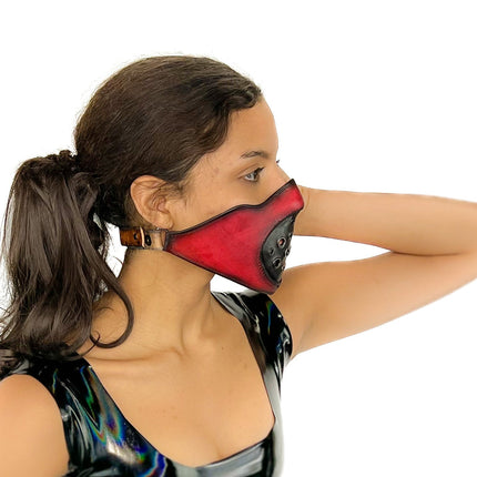 Fully Customizable and Personalizable Two Point Handcrafted Genuine Leather Mouth Riding Mask