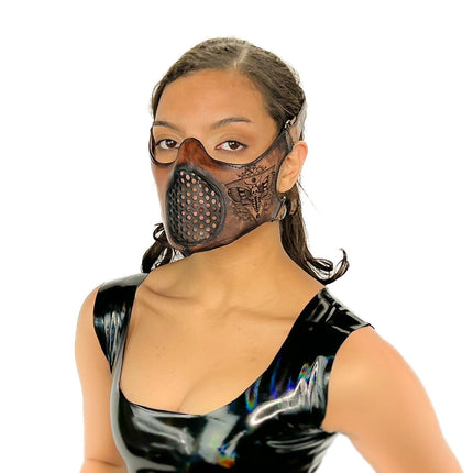 Fully Customizable and Personalizable Four Point Handcrafted Genuine Leather Mouth Riding Mask