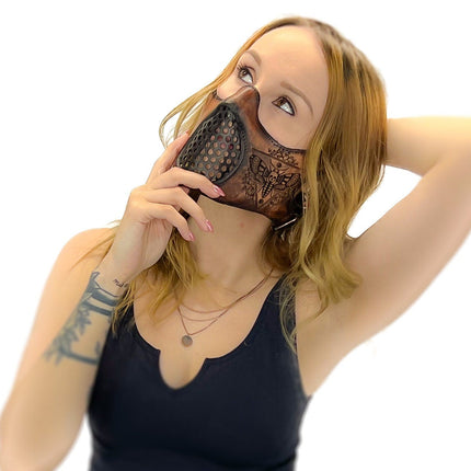 Fully Customizable and Personalizable Four Point Handcrafted Genuine Leather Mouth Riding Mask