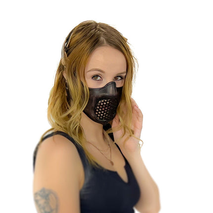 Fully Customizable and Personalizable Four Point Handcrafted Genuine Leather Mouth Riding Mask