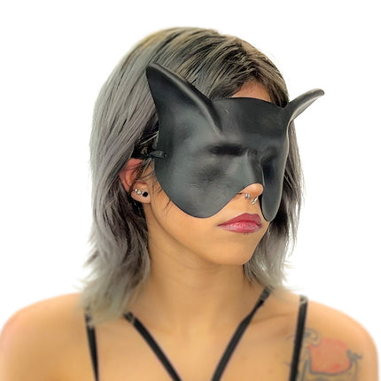Super Hero Cat Sleep Mask or Blindfold - Handmade Genuine Leather - Optional Deerskin Or Suede Lining