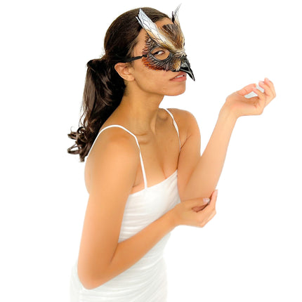 Layered Eagle Owl Handmade Genuine Leather Mask