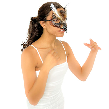 Layered Eagle Owl Handmade Genuine Leather Mask