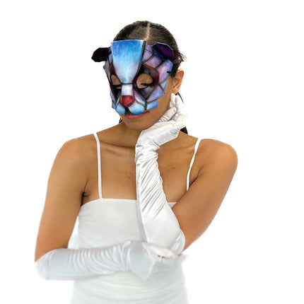 Geometric Watercolor Style Panda Bear Leather Mask