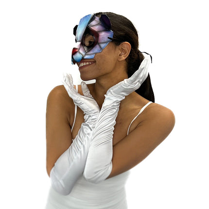 Geometric Watercolor Style Panda Bear Leather Mask