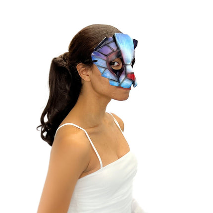 Geometric Watercolor Style Panda Bear Leather Mask
