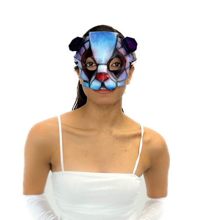 Geometric Watercolor Style Panda Bear Leather Mask