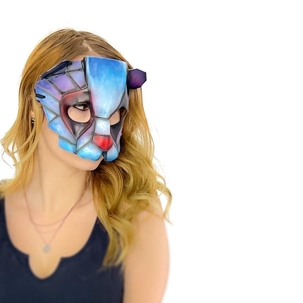 Geometric Watercolor Style Panda Bear Leather Mask