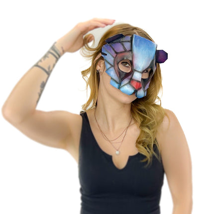 Geometric Watercolor Style Panda Bear Leather Mask