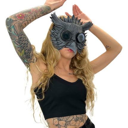 Black Raven Goggles Handmade Genuine Leather Mask