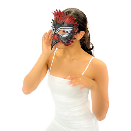 Red Raven  Handmade Genuine Leather Mask