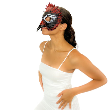 Red Raven  Handmade Genuine Leather Mask