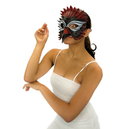 Red Raven  Handmade Genuine Leather Mask