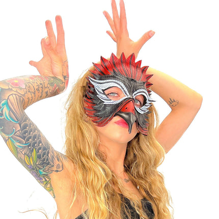 Red Raven  Handmade Genuine Leather Mask
