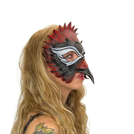 Red Raven  Handmade Genuine Leather Mask