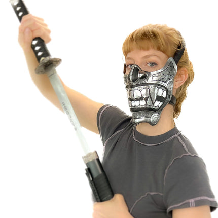 Silver Samurai Handmade Genuine Leather Riding Mask