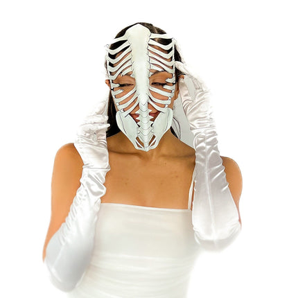 Skeleton Handmade Genuine Leather Mask in White
